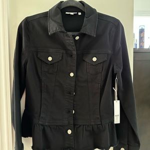 Chico’s Denim Peplum jacket - Black sz 0/small
